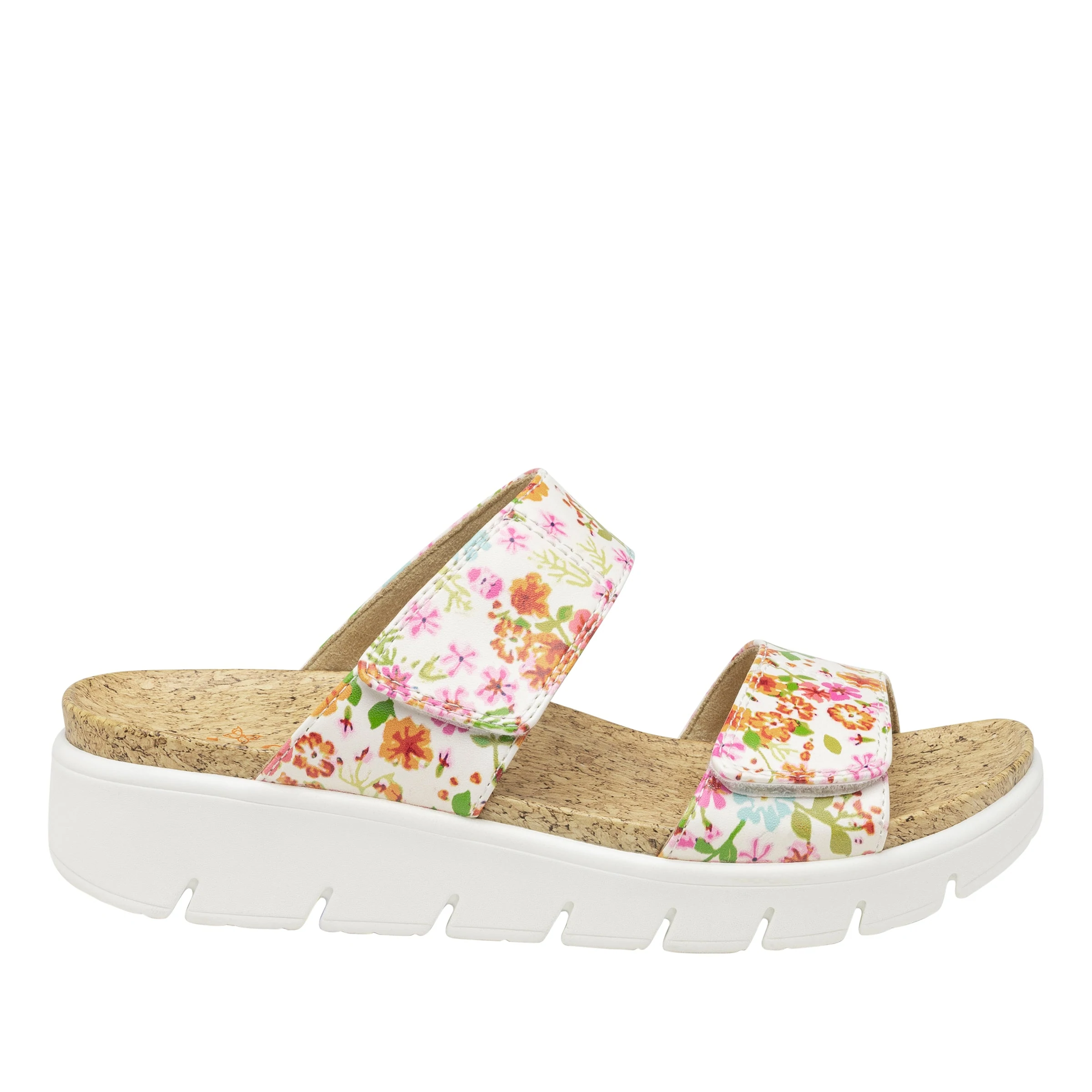 Alegria Womens Rubie Two Strap Slide Sandal- Prime Time Floral Print