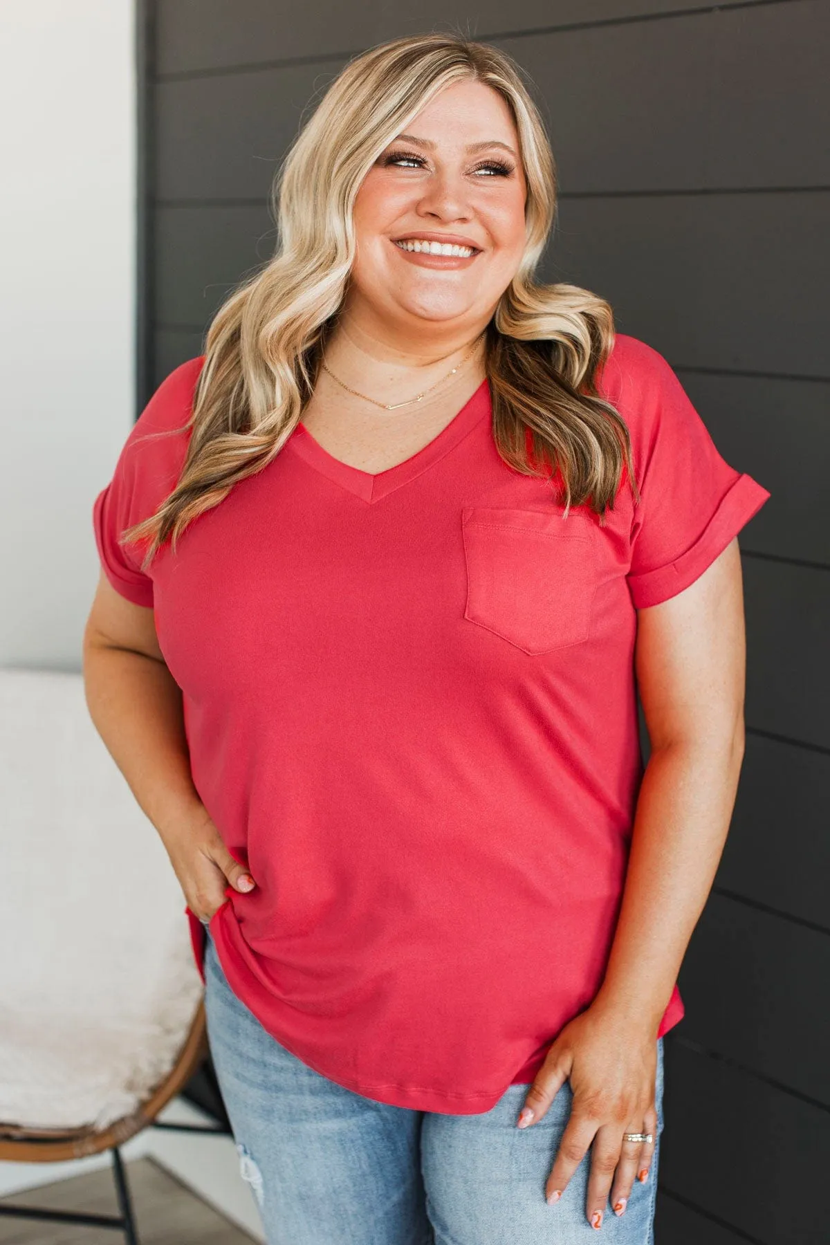 All The Best Short Sleeve Top- Dark Coral