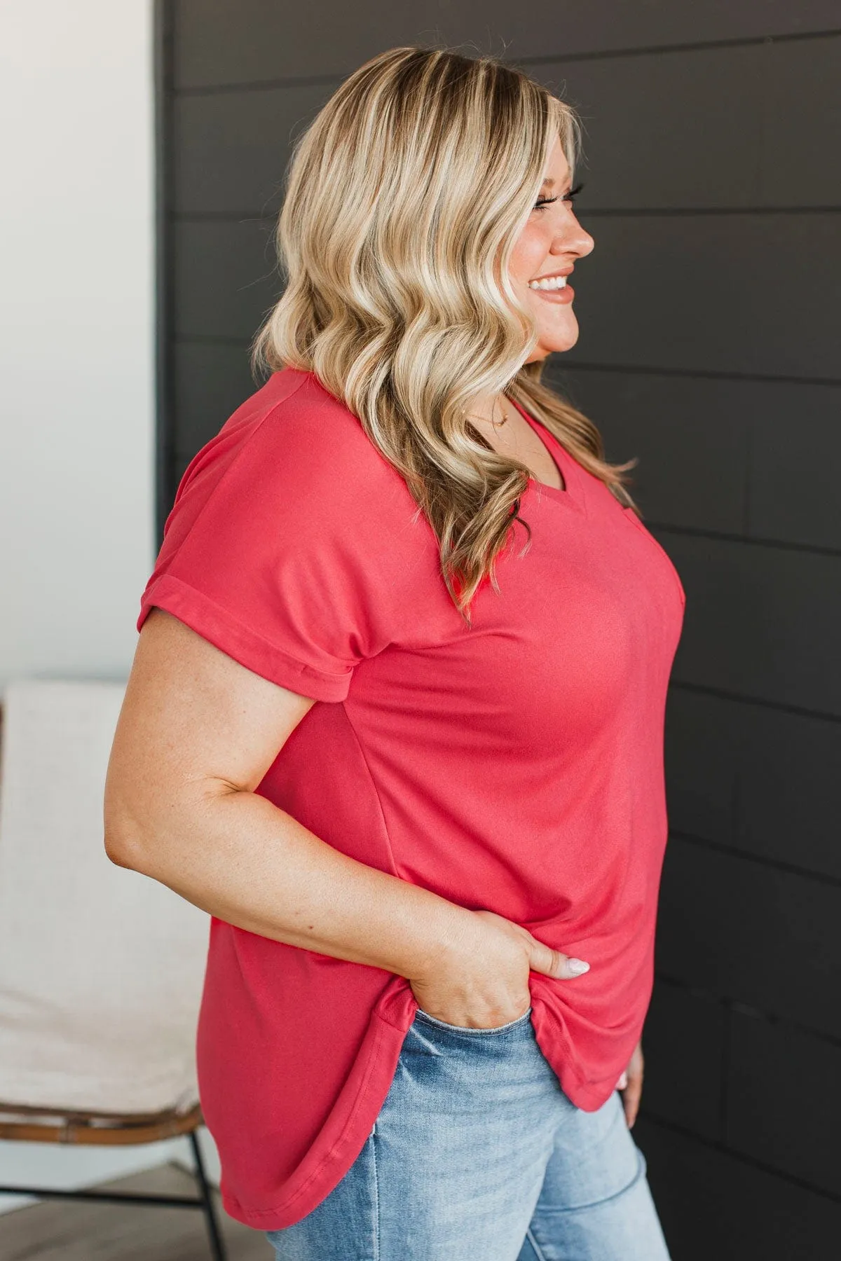 All The Best Short Sleeve Top- Dark Coral