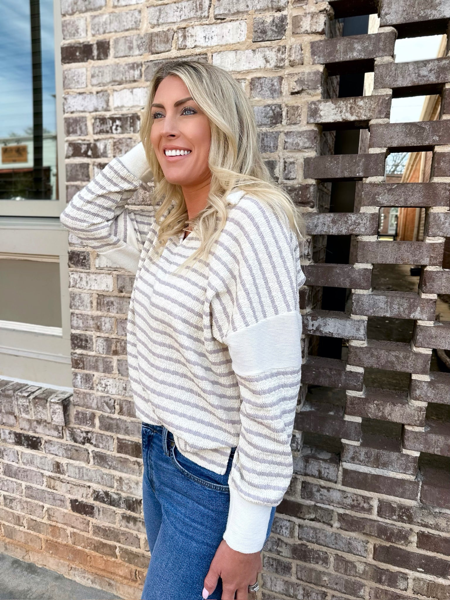 All This Time Striped Oversized Top