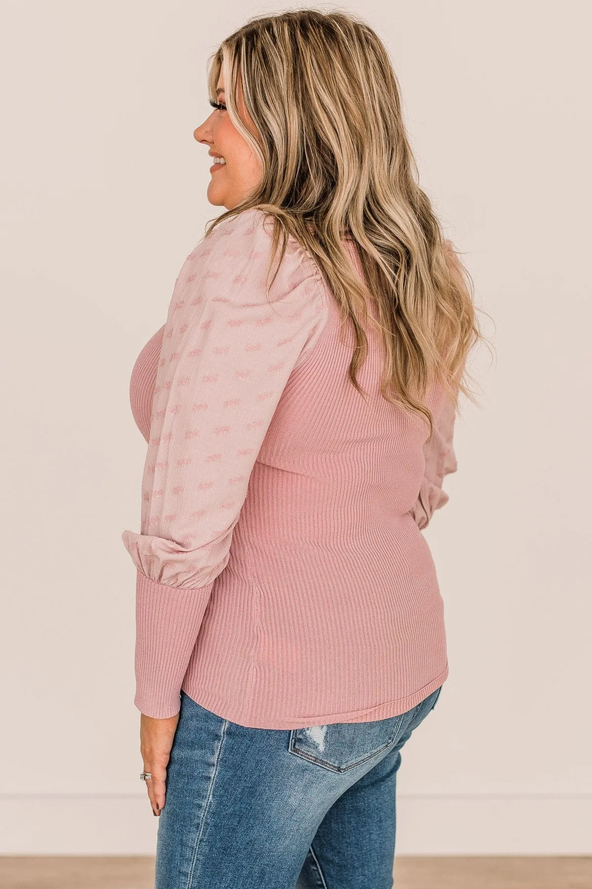 All Too True Puff Sleeve Knit Top- Dusty Pink