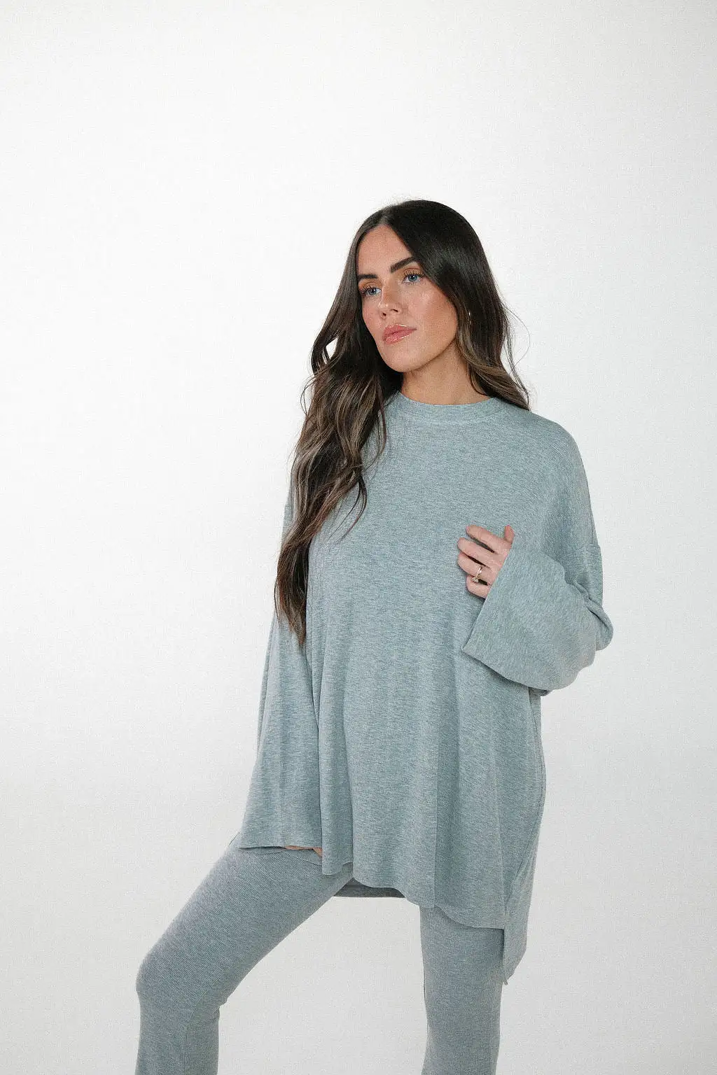 All Weekend Long Pant Set Long Sleeve Grey