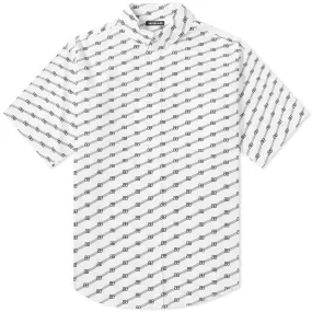 Balenciaga All Over Print Motif Short Sleeve ShirtWhite & Black