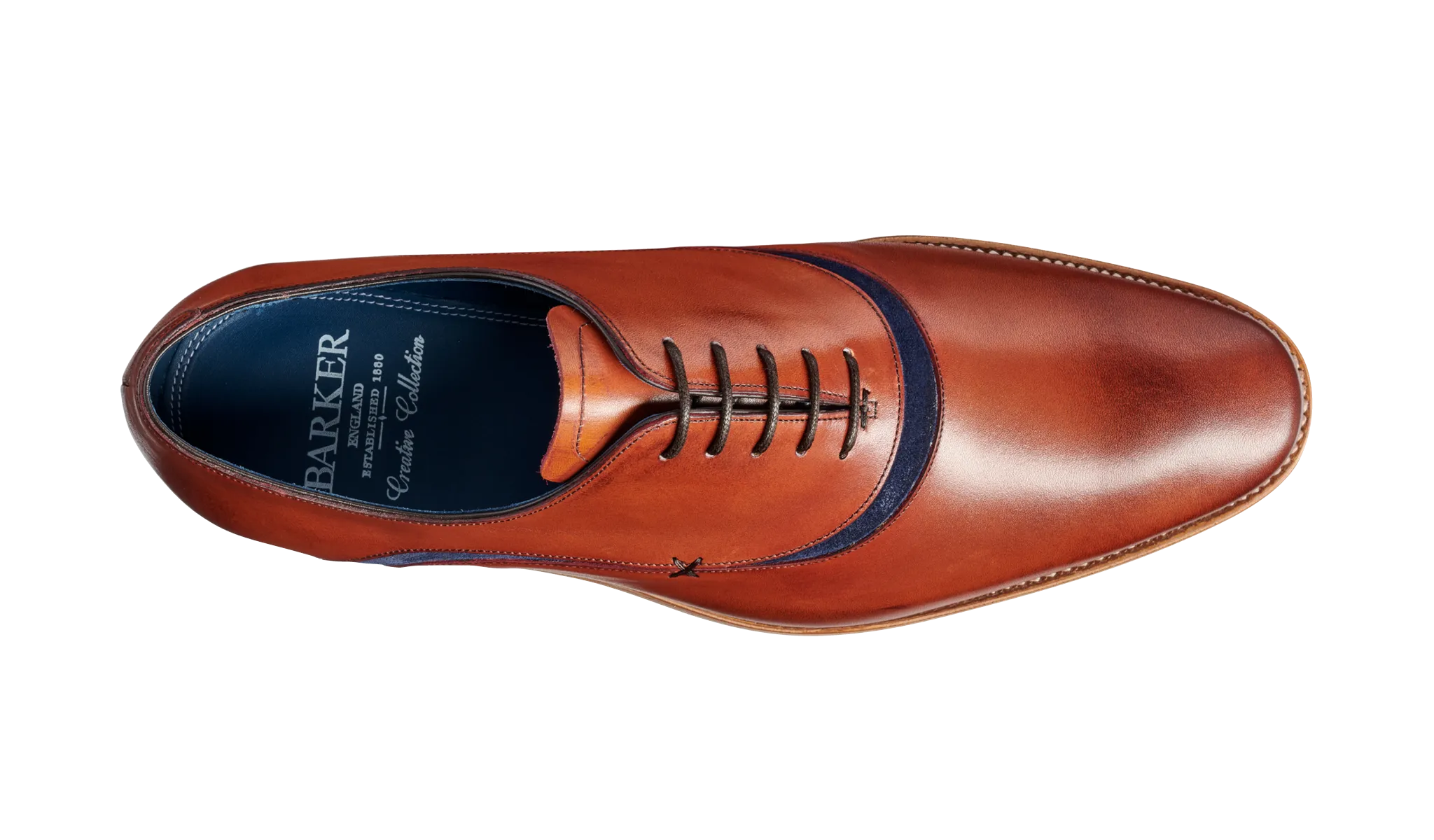 Barker Emerson Oxford Shoe - Antique Rosewood Calf/Navy Suede