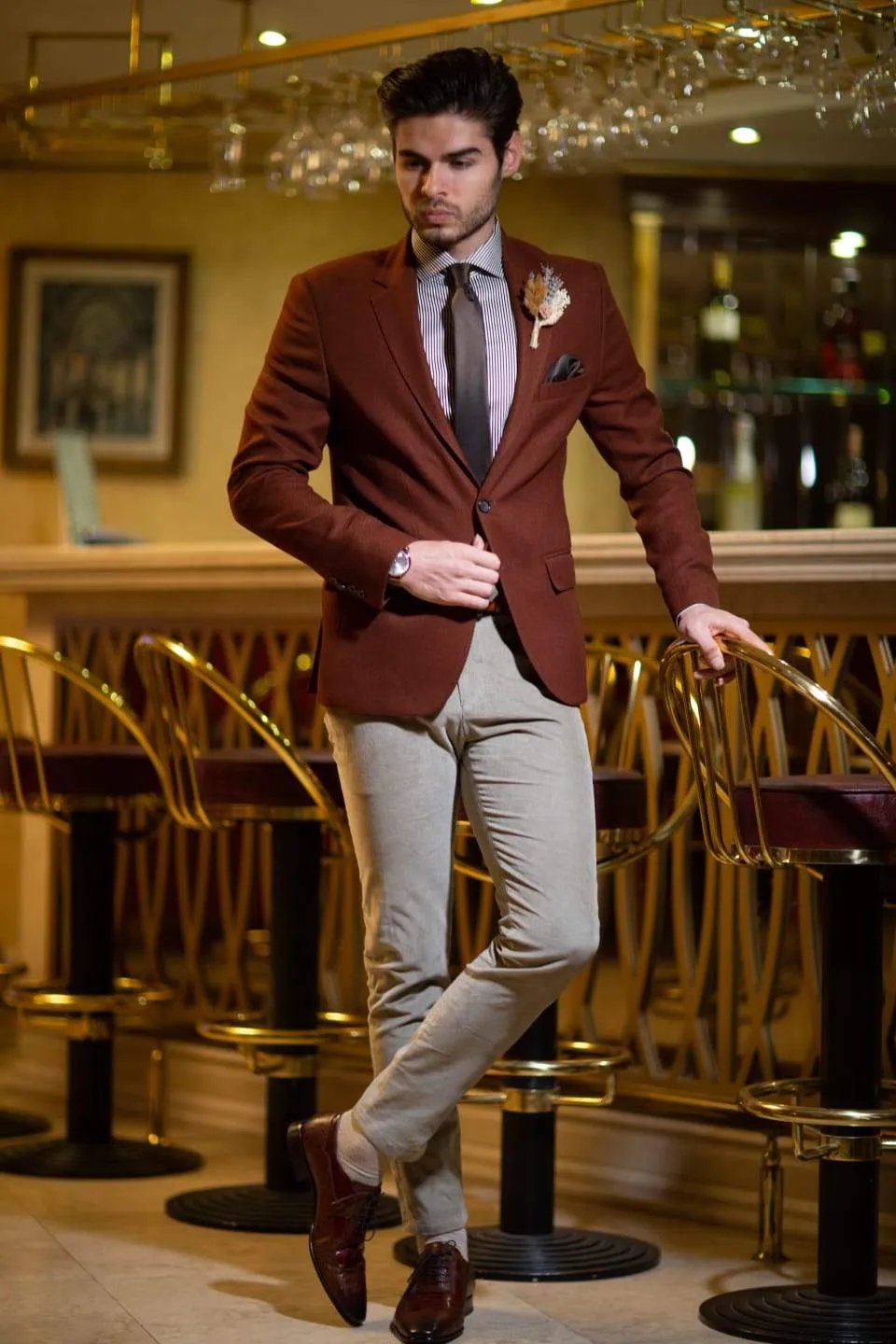 Belka Slim-Fit Blazer Brown