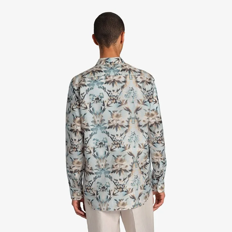 Berluti  |Linen & Cotton Printed Box Fit Shirt