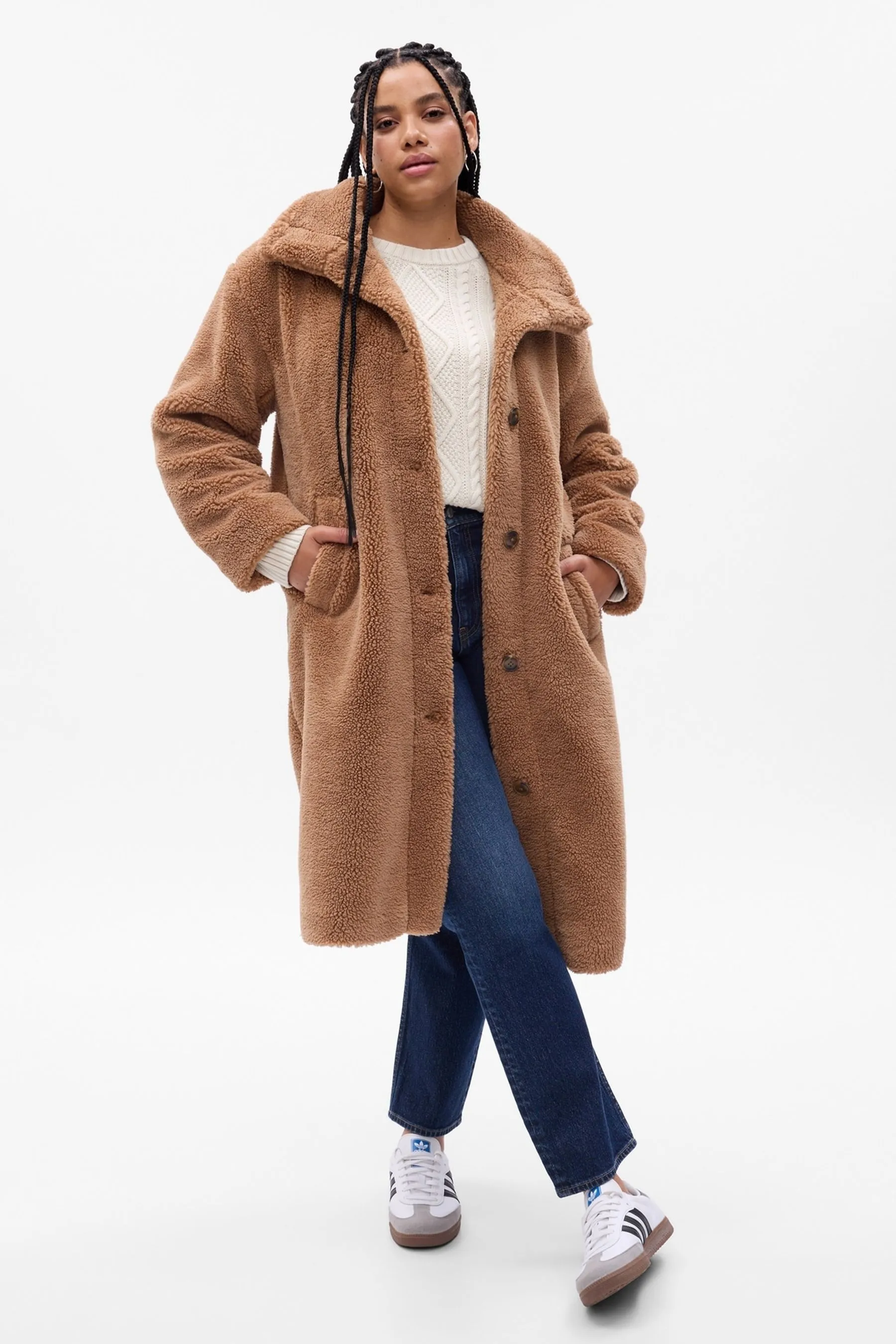 Brown Long Sherpa Coat