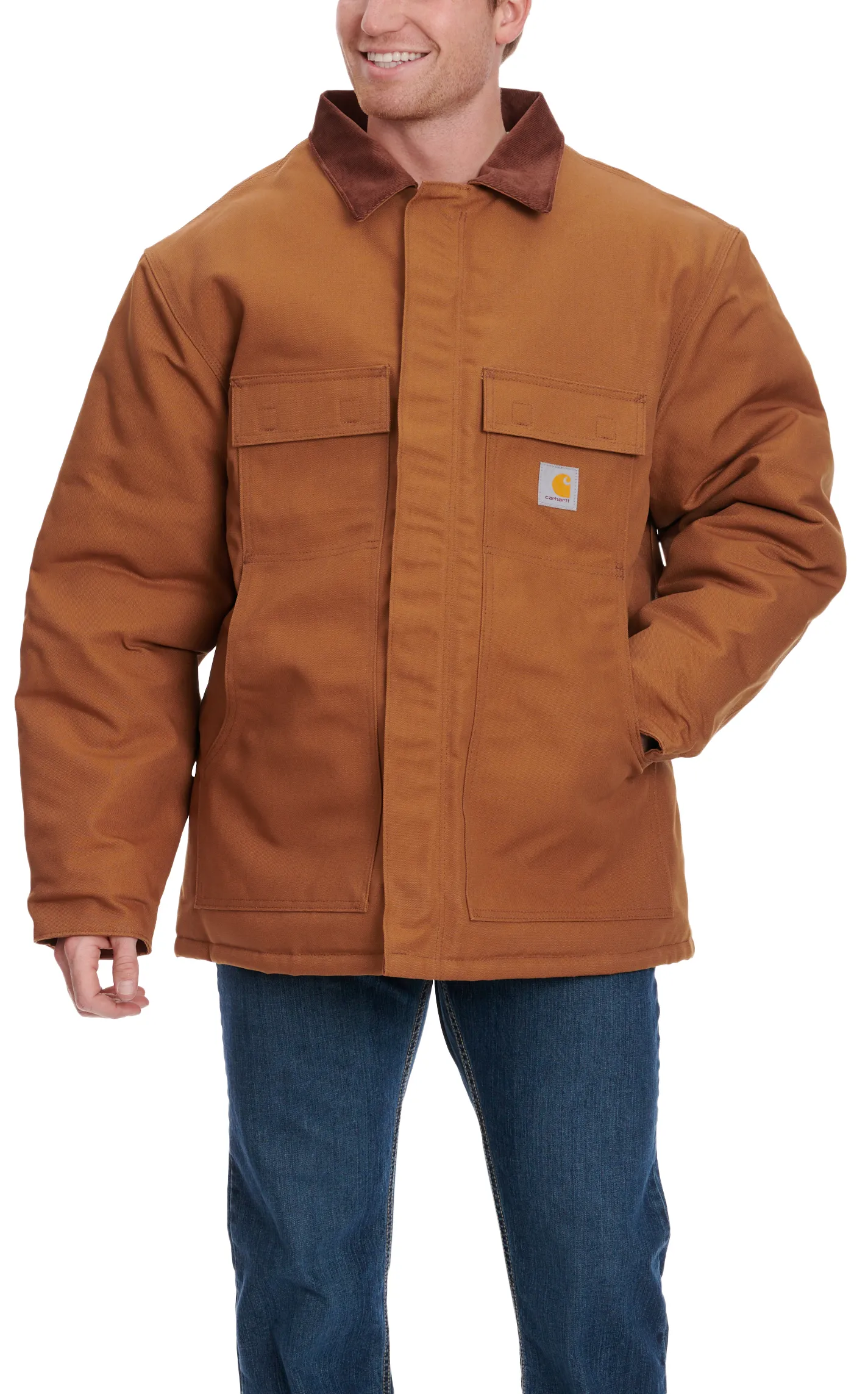 Carhartt Caramel Brown Duck Quilted Nylon Lined Traditional Canvas Jacket