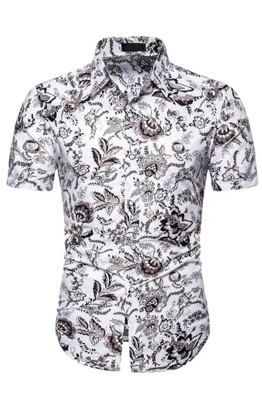 Casual Short Sleeve Printed Men Shirt