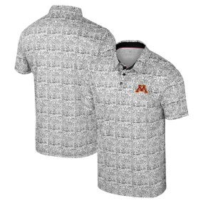 Colosseum Minnesota Golden Gophers Black It's Time! Allover Print Polo