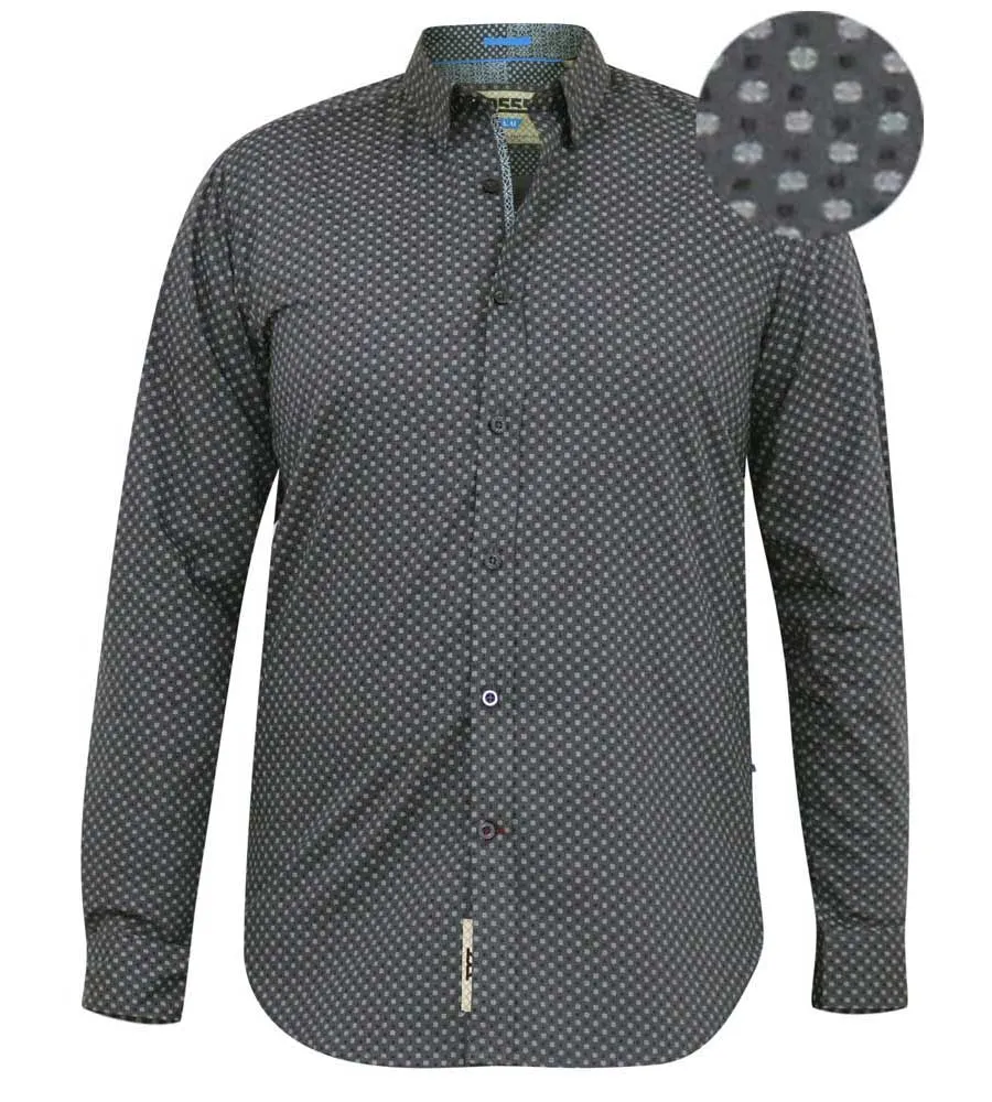 D555 Big Mens Long Sleeve Shirt With Micro All Over Print (KEATON)