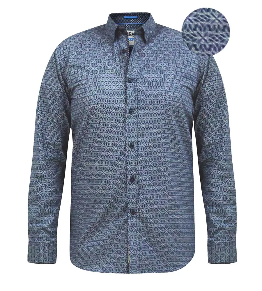 D555 Mens Long Sleeve Shirt With Geometric All Over Print (MANGALA)