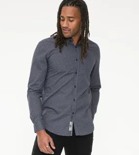 D555 Mens Long Sleeve Shirt With Micro All Over Print (KEATON)