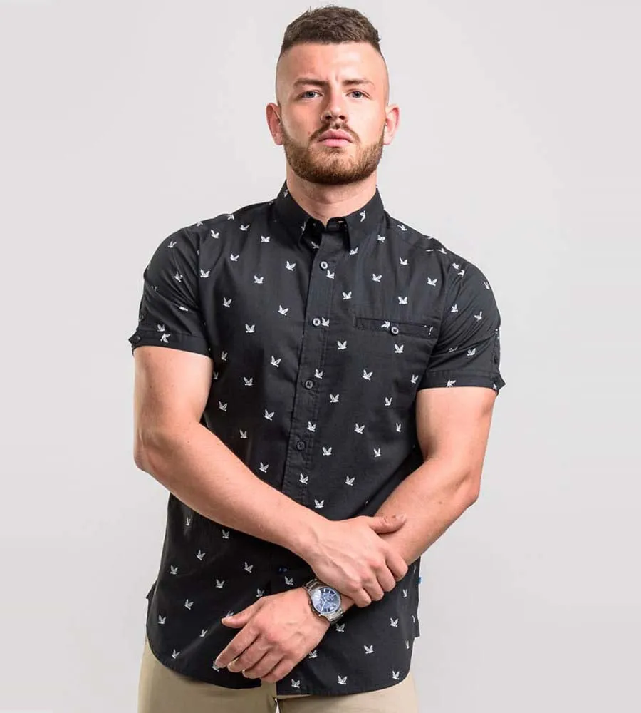 D555 Mens Short Sleeve Shirt With All Over Print (MARLEY)