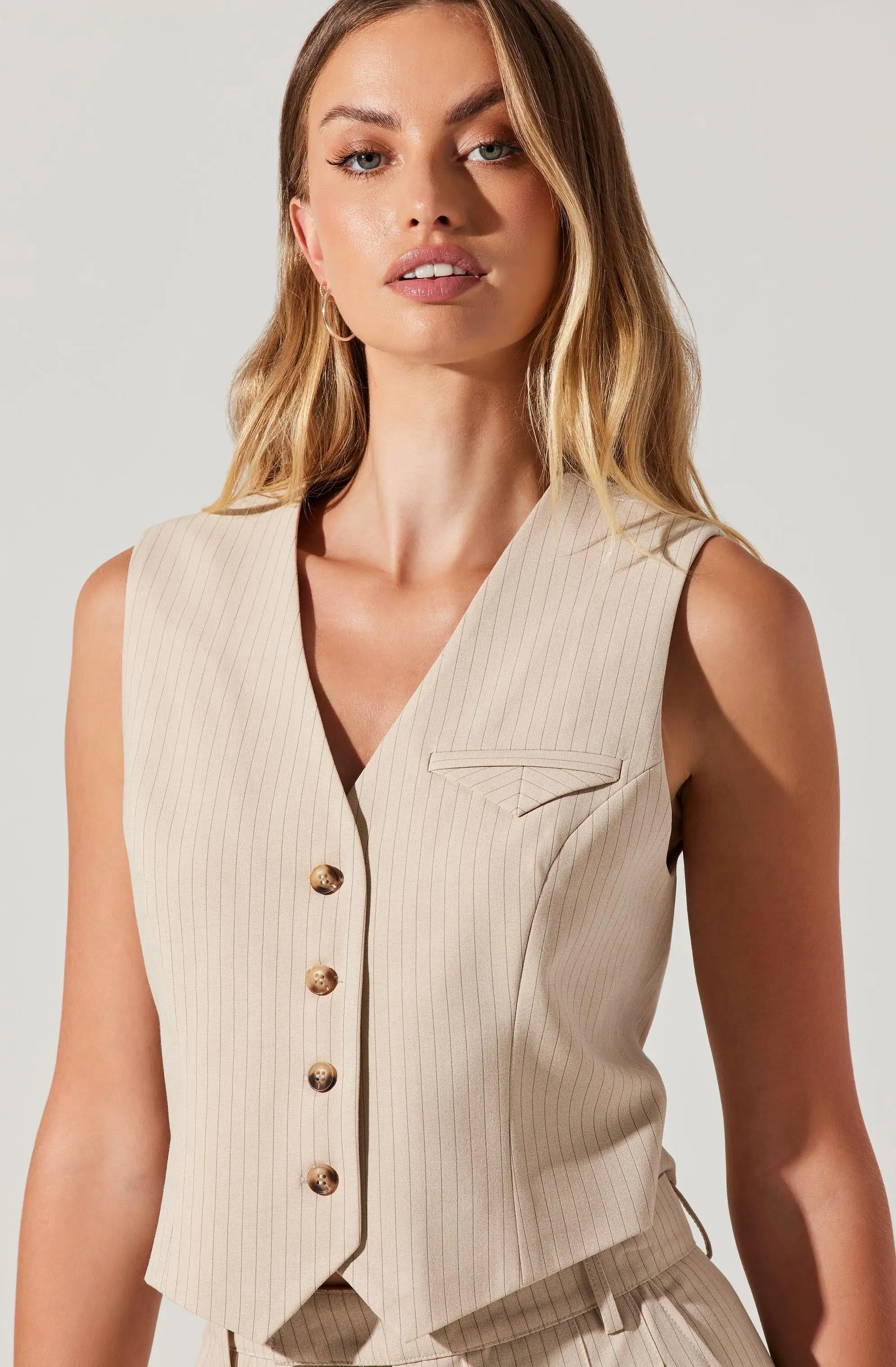 Darcie Pinstripe Buttoned Front Vest