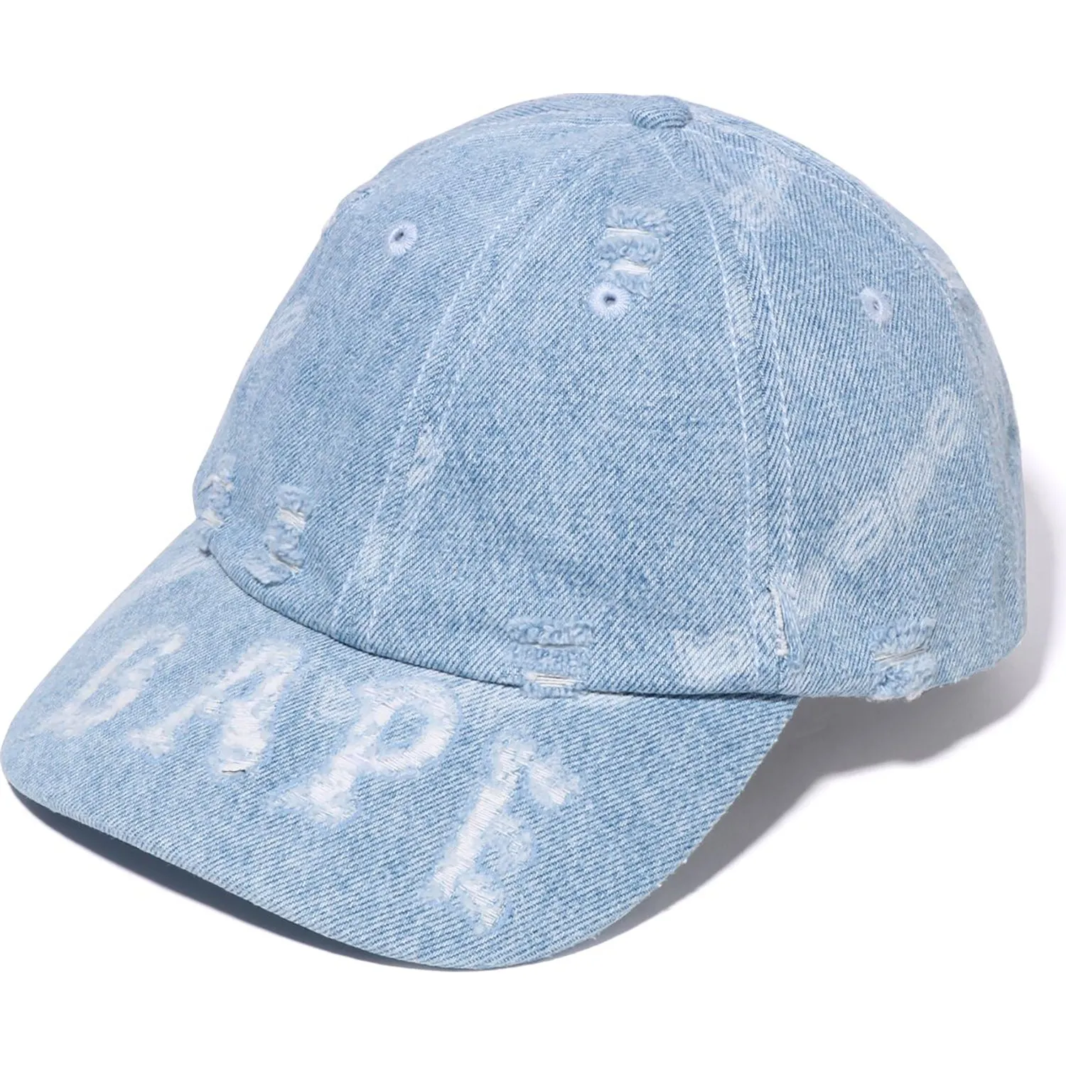 DENIM DISTRESSED LOGO CAP MENS