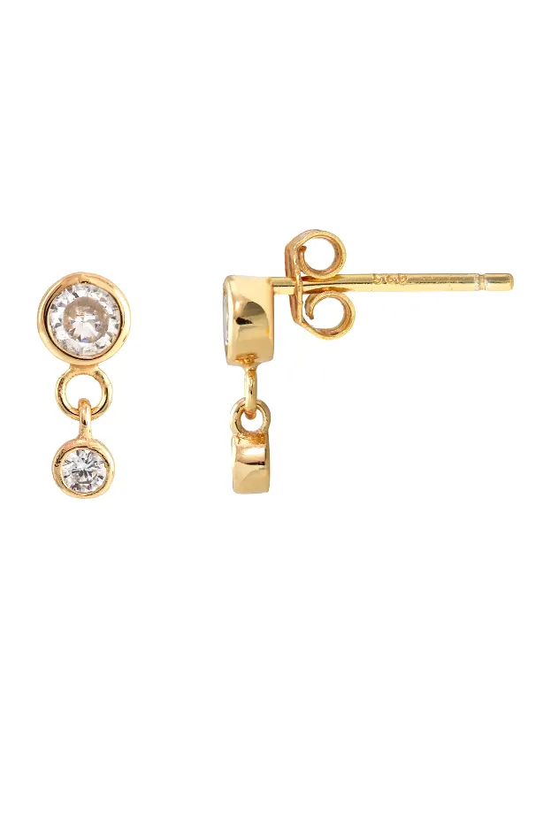 Double crystal swing stud earrings