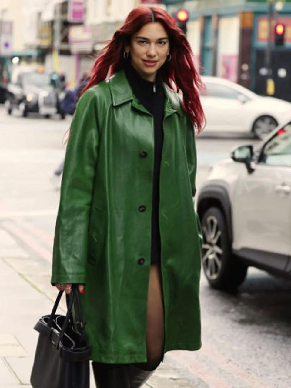 Dua Lipa Leather Coat