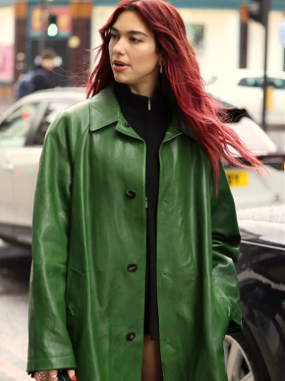 Dua Lipa Leather Coat