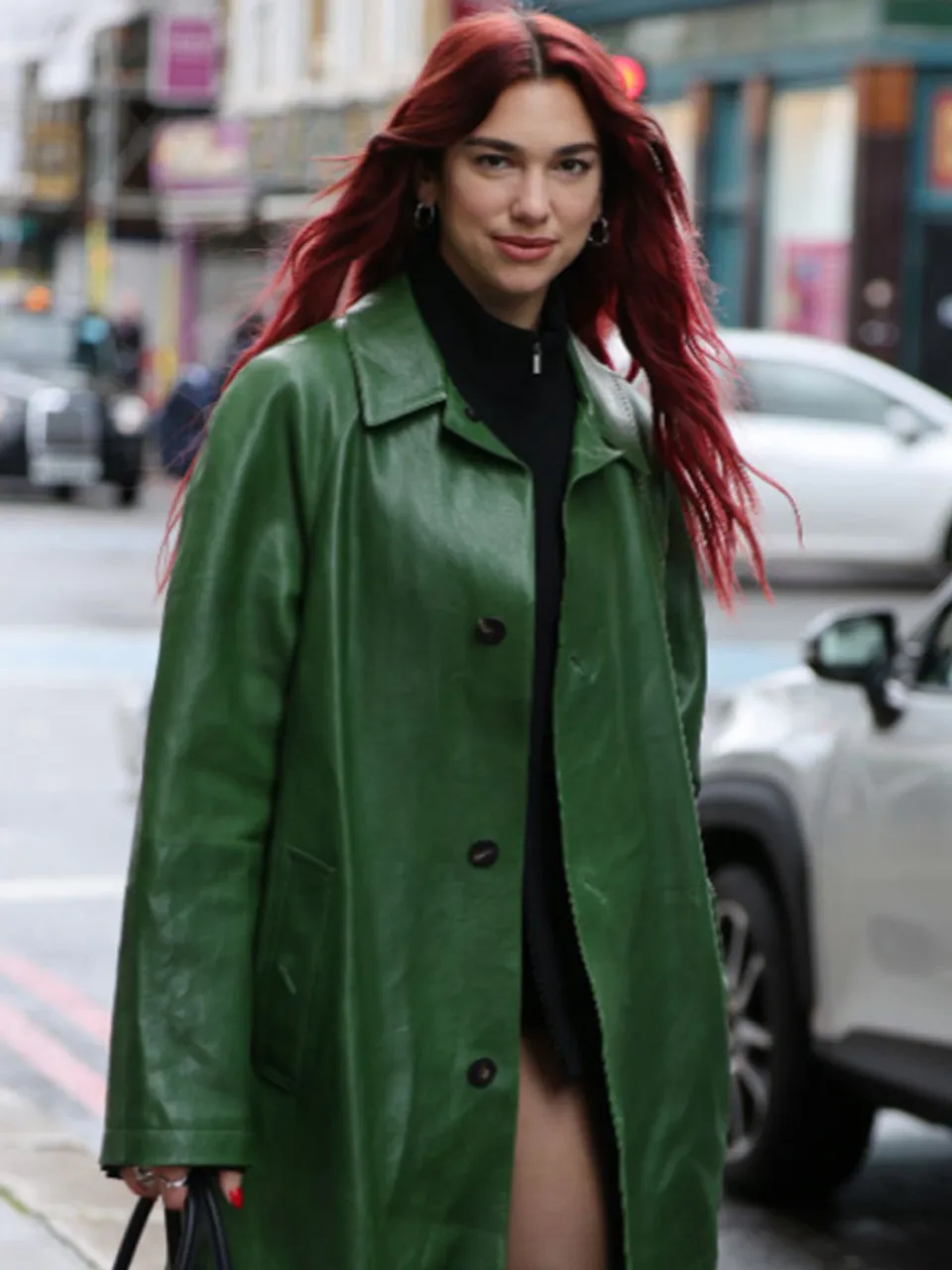 Dua Lipa Leather Coat