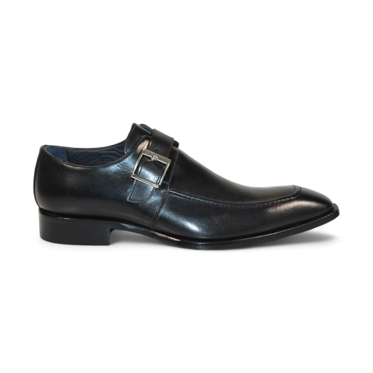 Duca Garda Men's Shoes Black Calf-Skin Leather Monkstraps Oxfords (D1027)