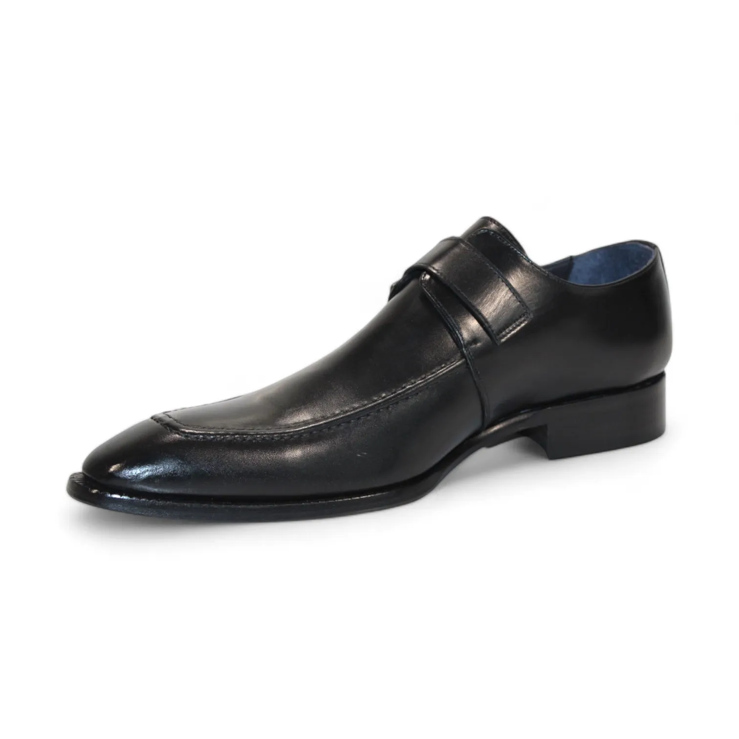 Duca Garda Men's Shoes Black Calf-Skin Leather Monkstraps Oxfords (D1027)