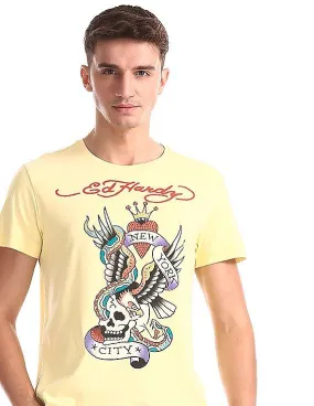 Ed Hardy Regular Fit Printed Studded T-Shirt