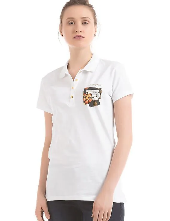 EdHardy Women Printed Back Regular Fit Polo Shirt