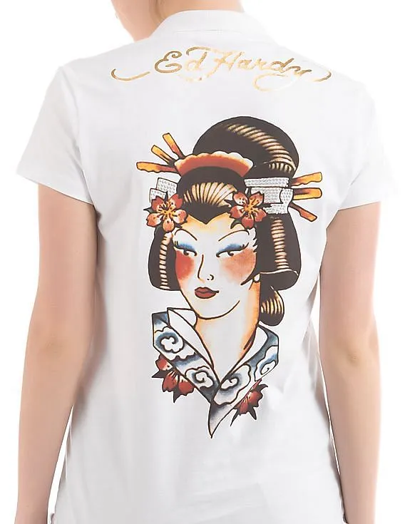 EdHardy Women Printed Back Regular Fit Polo Shirt