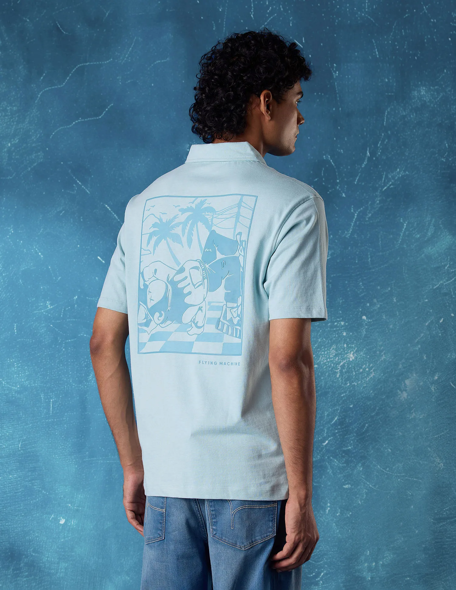 Flying Machine Relaxed Fit Printed Polo Shirt