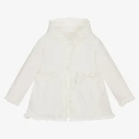 Girls White Padded Hooded Coat