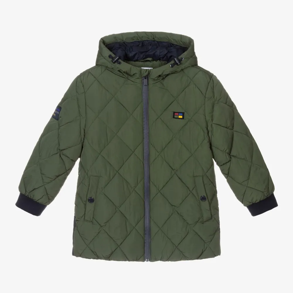 Green Quilted Hooded Coat