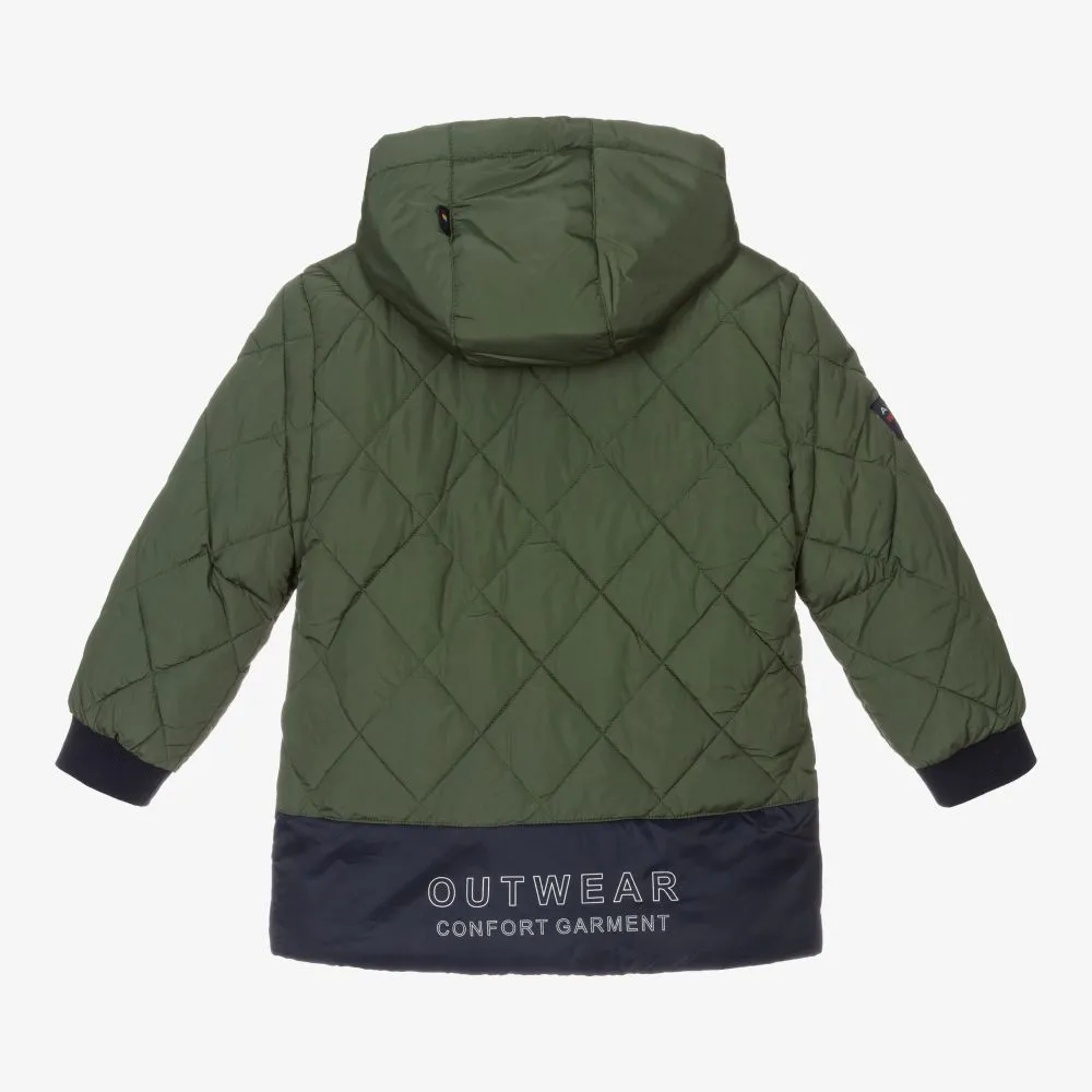 Green Quilted Hooded Coat