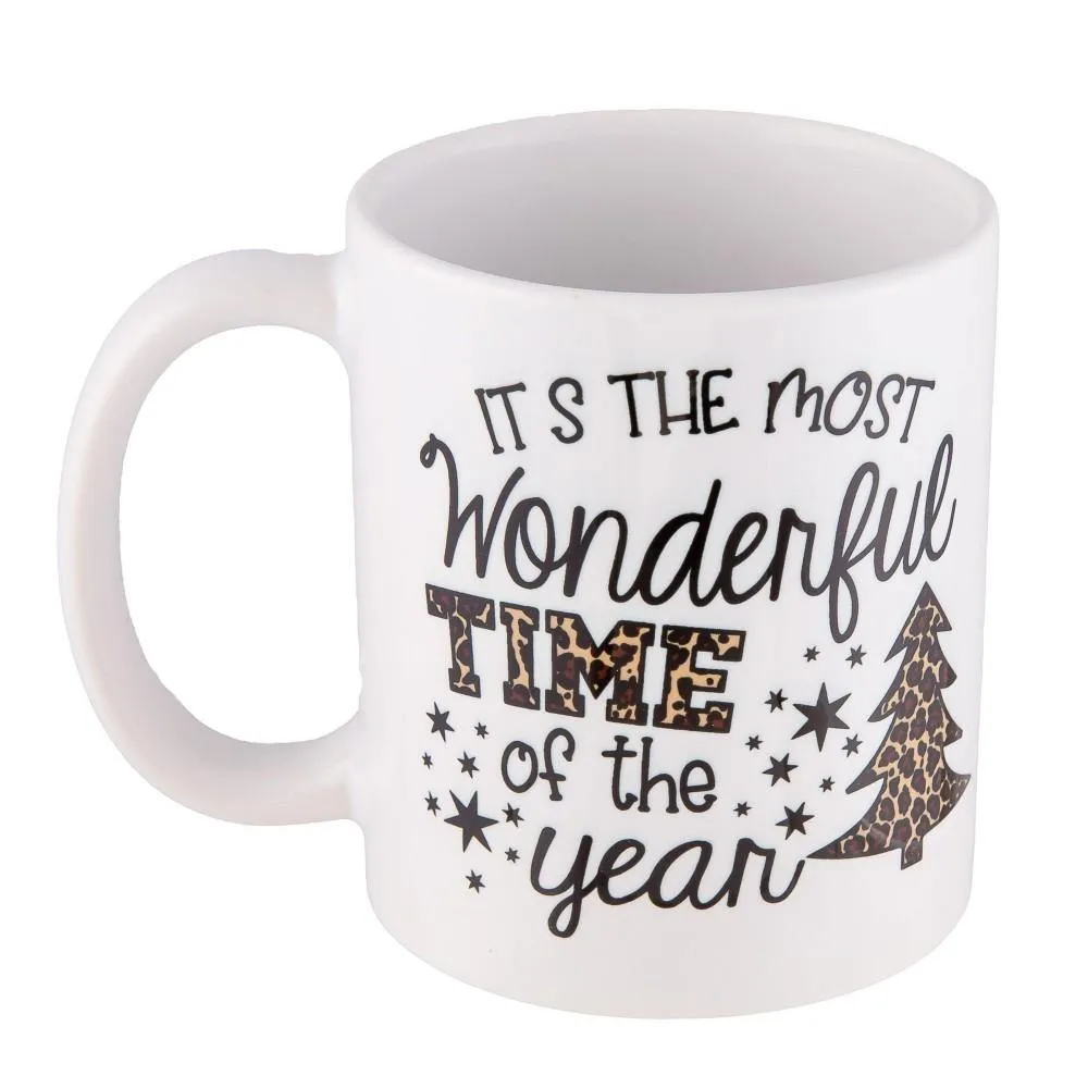 Its the Most Wonderful Time of the Year Leopard Print Christmas Mug