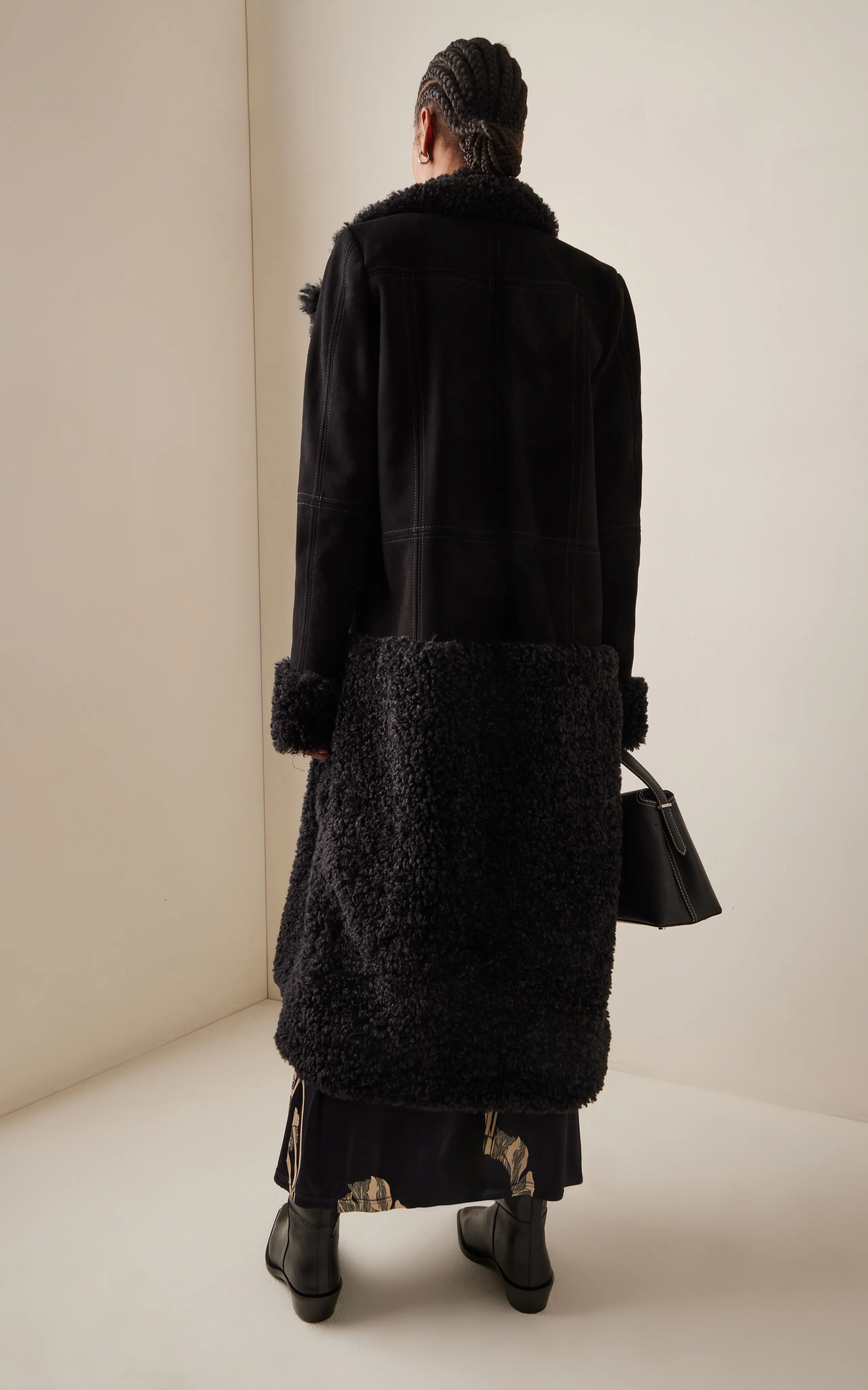 Johanna Ortiz Efecto Duradero Vegan Shearling-Trimmed Leather Coat