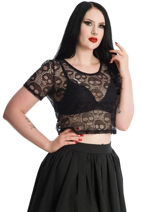 Lace Skull Net Short Sleeve