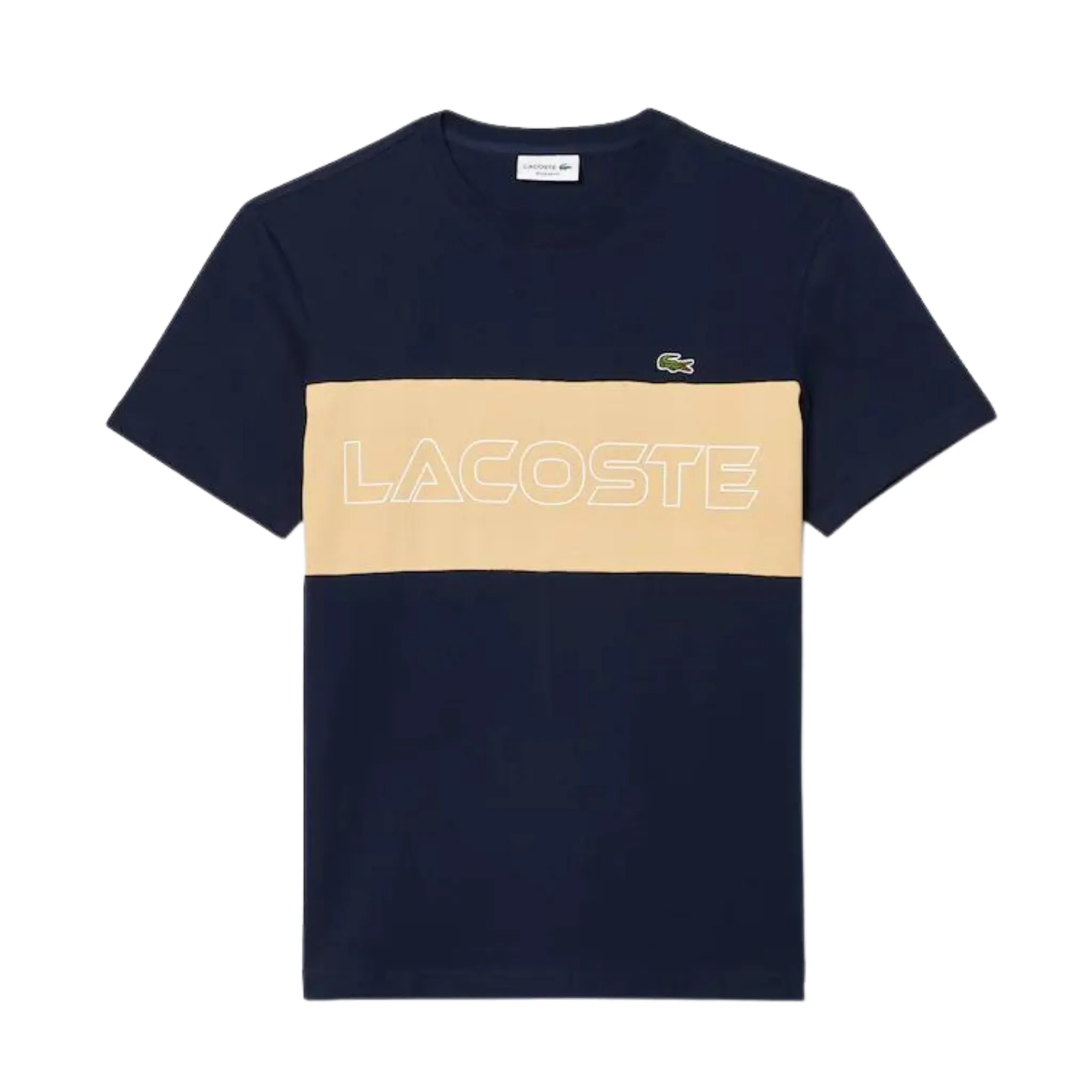 Lacoste Regular Fit Printed Colorblock T-shirt (Navy/Beige)