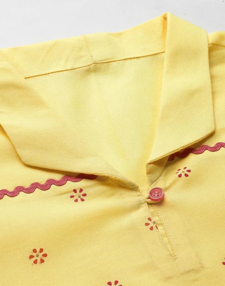 Light Yellow Kurti With Pant And Dupatta