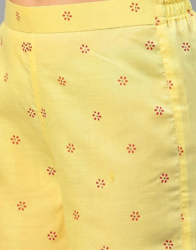 Light Yellow Kurti With Pant And Dupatta