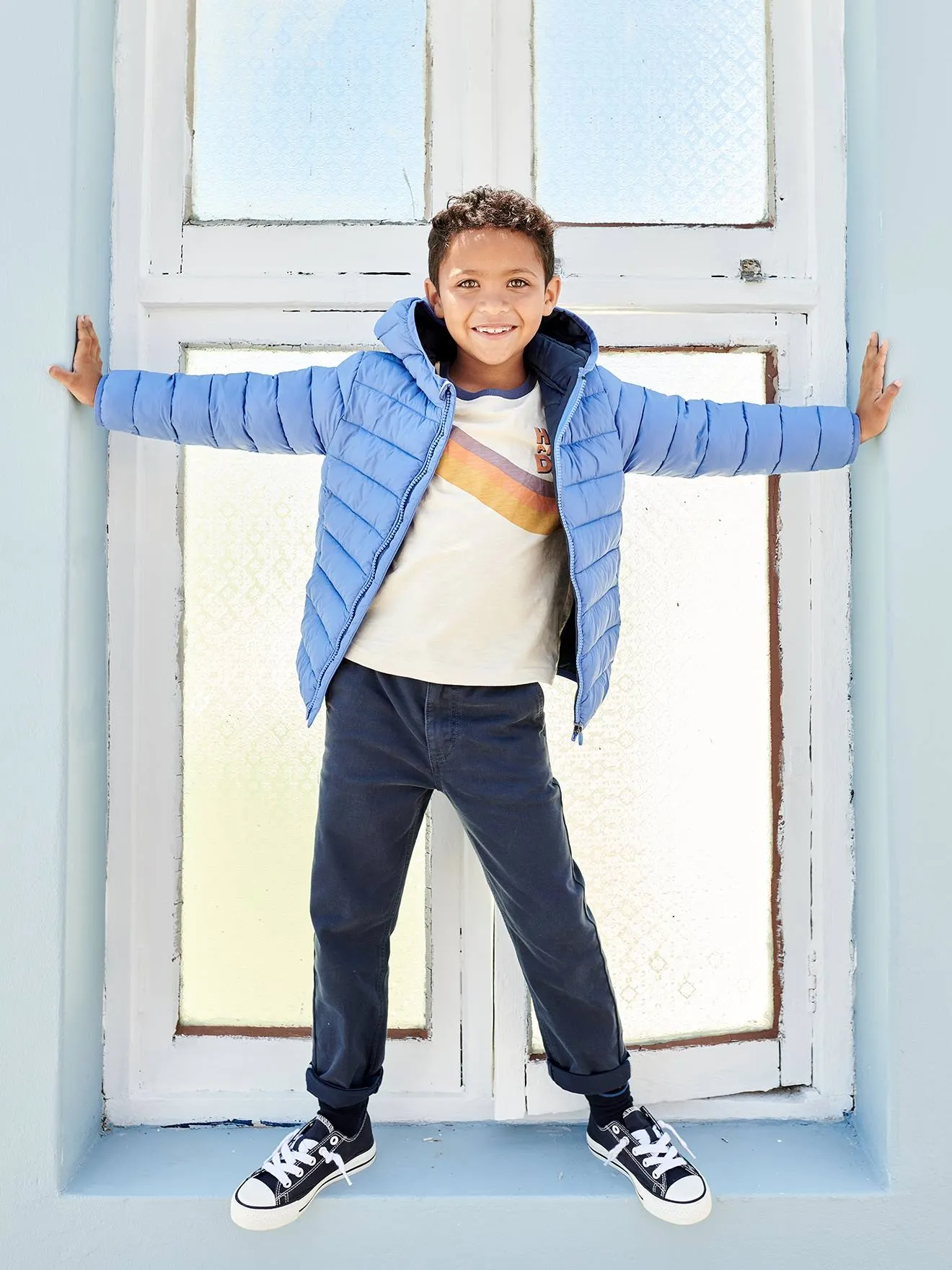 Lightweight Jacket with Recycled Polyester Padding & Hood for Boys - green