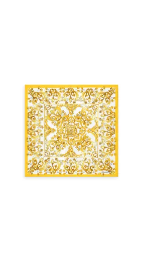 Majolica-print Silk Twill Foulard - Yellow