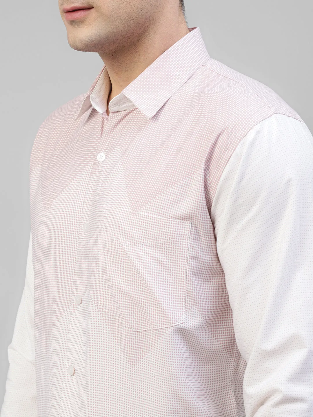 Men Pink & Cream Micro Checked Printed Slim Fit Party Shirt