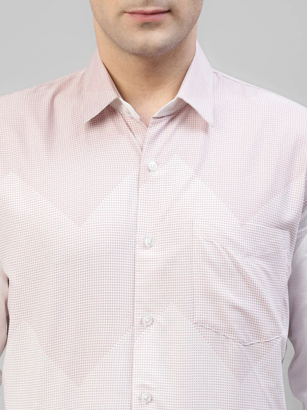 Men Pink & Cream Micro Checked Printed Slim Fit Party Shirt