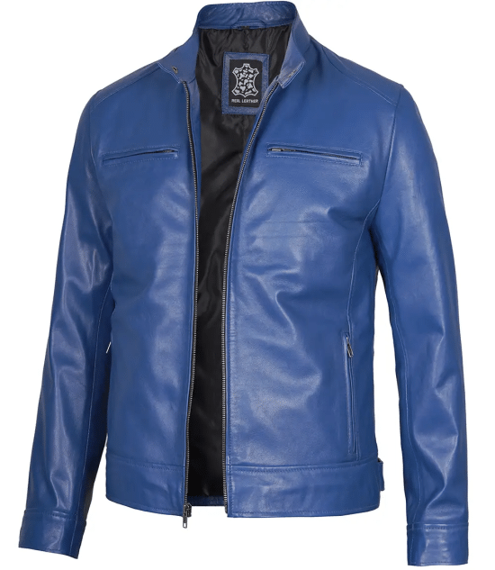 Men's Dodge Blue Racer Leather Jacket