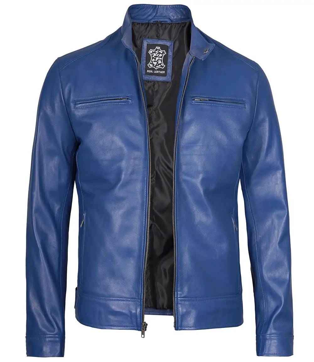 Men's Dodge Blue Racer Leather Jacket