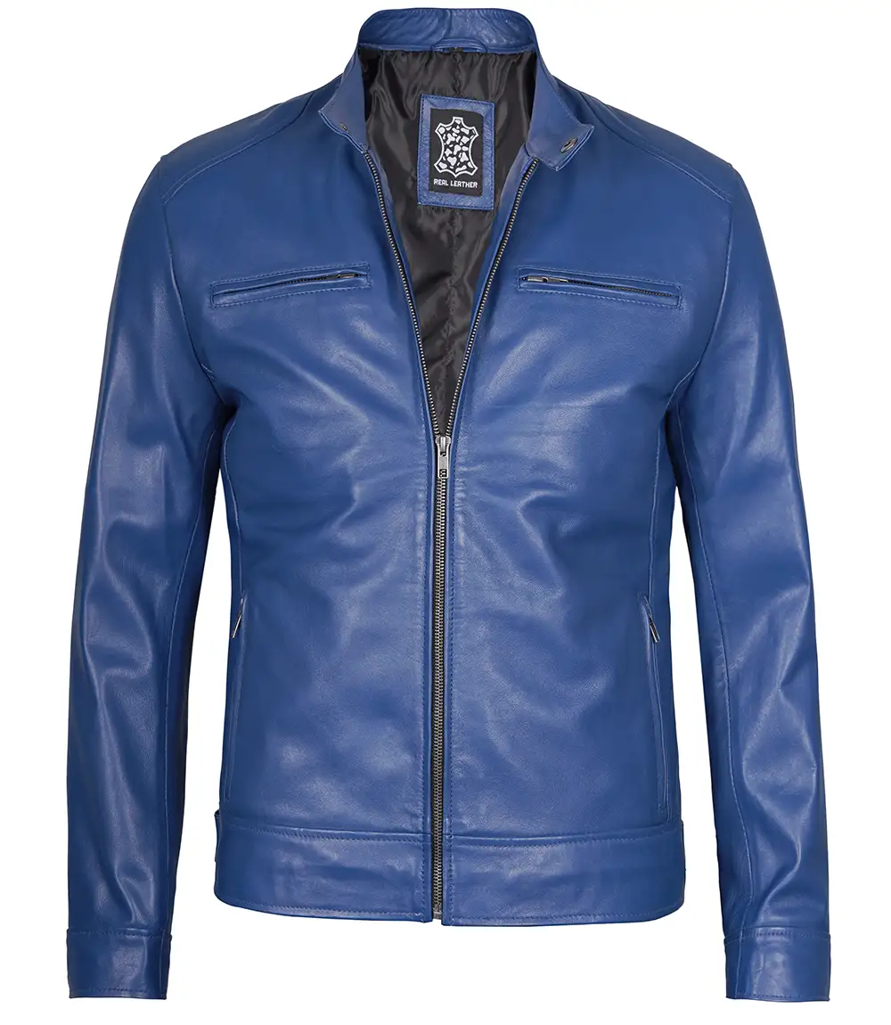 Men's Dodge Blue Racer Leather Jacket