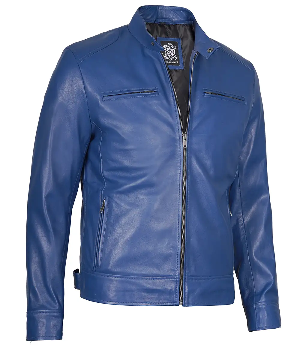 Men's Dodge Blue Racer Leather Jacket