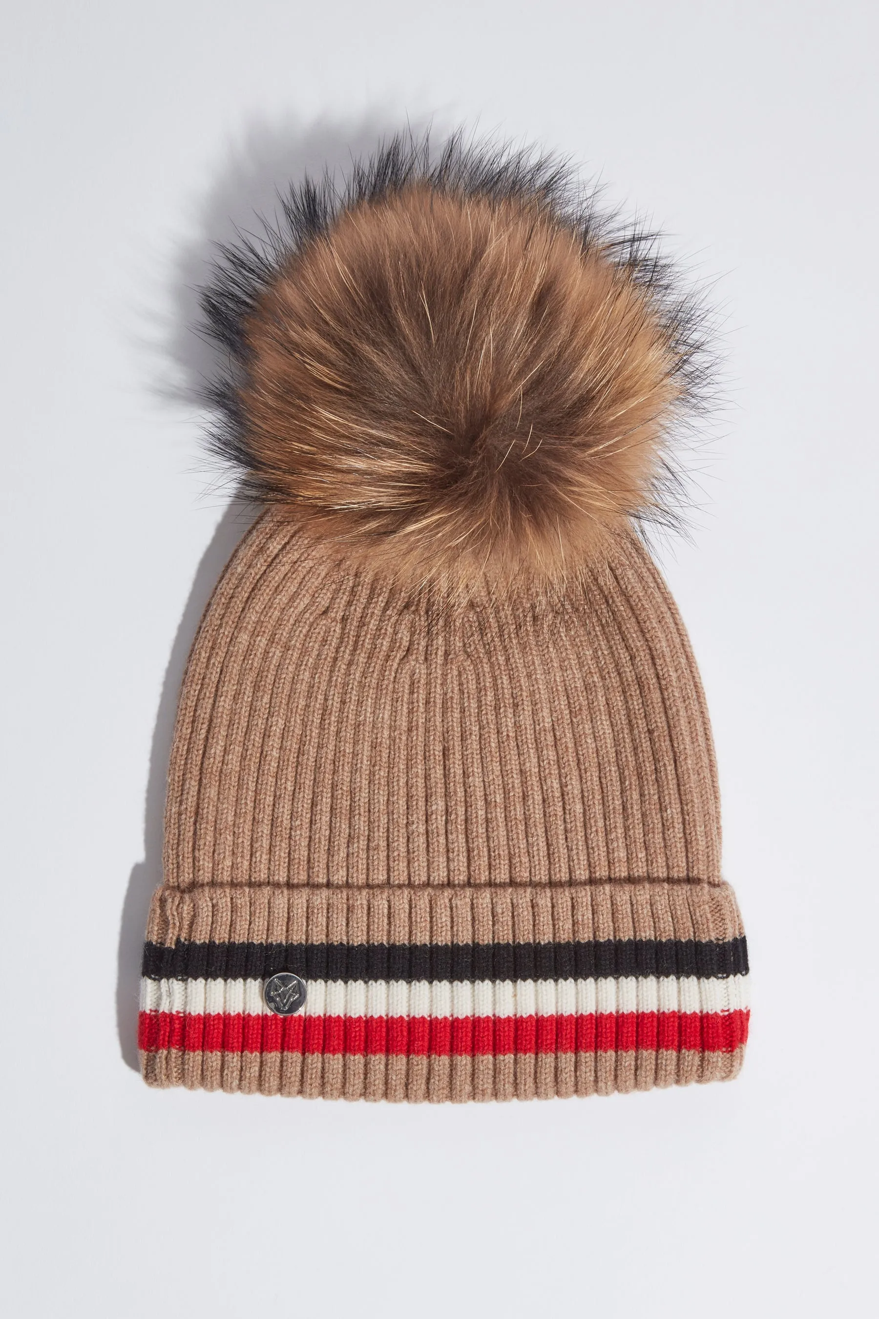 Mens Aston Merino Wool Pom Pom Hat - Biscuit