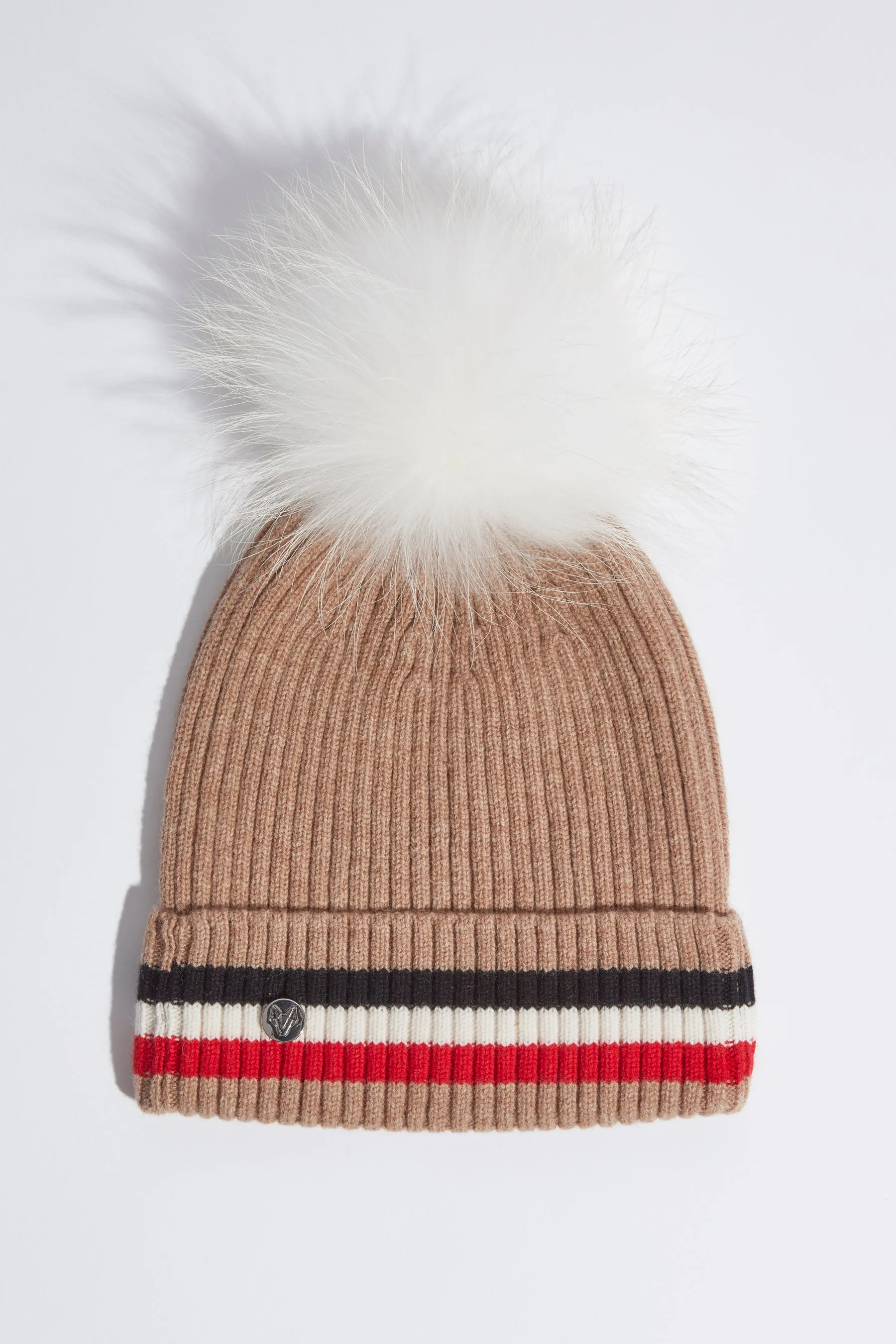 Mens Aston Merino Wool Pom Pom Hat - Biscuit