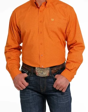 Mens Cinch Orange Chevron Long Sleeve Print Western Button Shirt